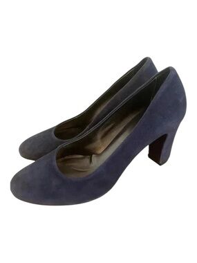 Aquatalia Womens Suede Round Toe Blue Heels